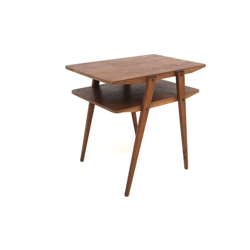 Vintage teak and beech side table, Sweden 1950