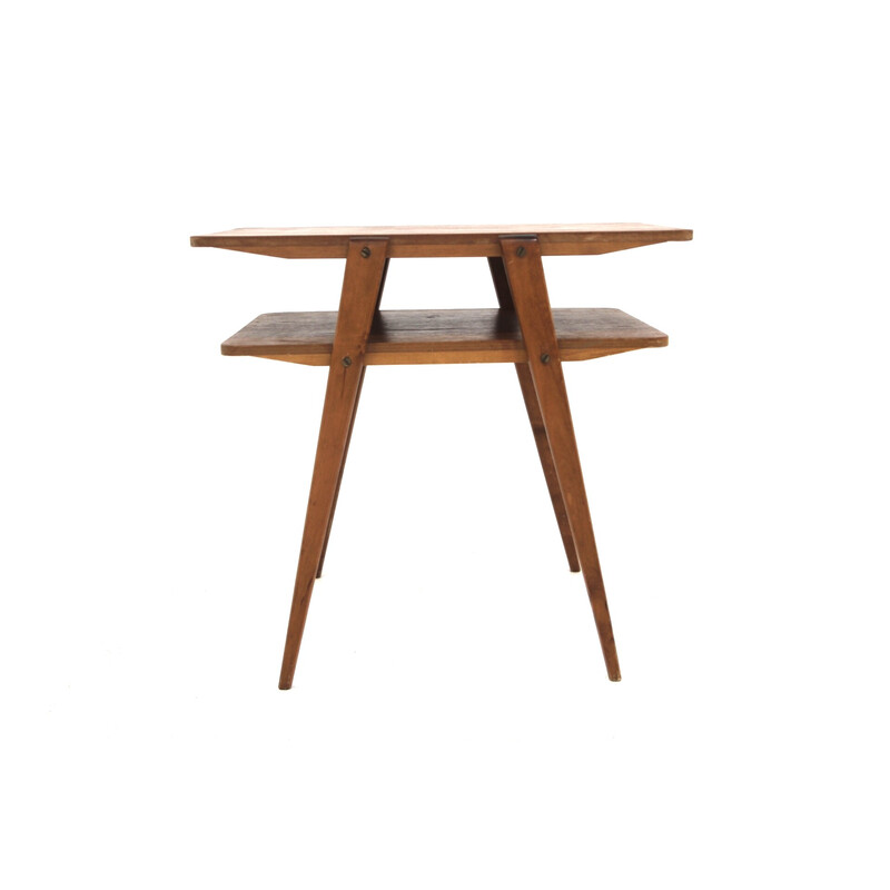 Vintage teak and beech side table, Sweden 1950