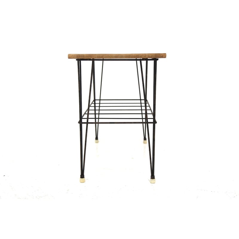 Vintage "Stringbord" side table in teak and metal, Sweden 1950