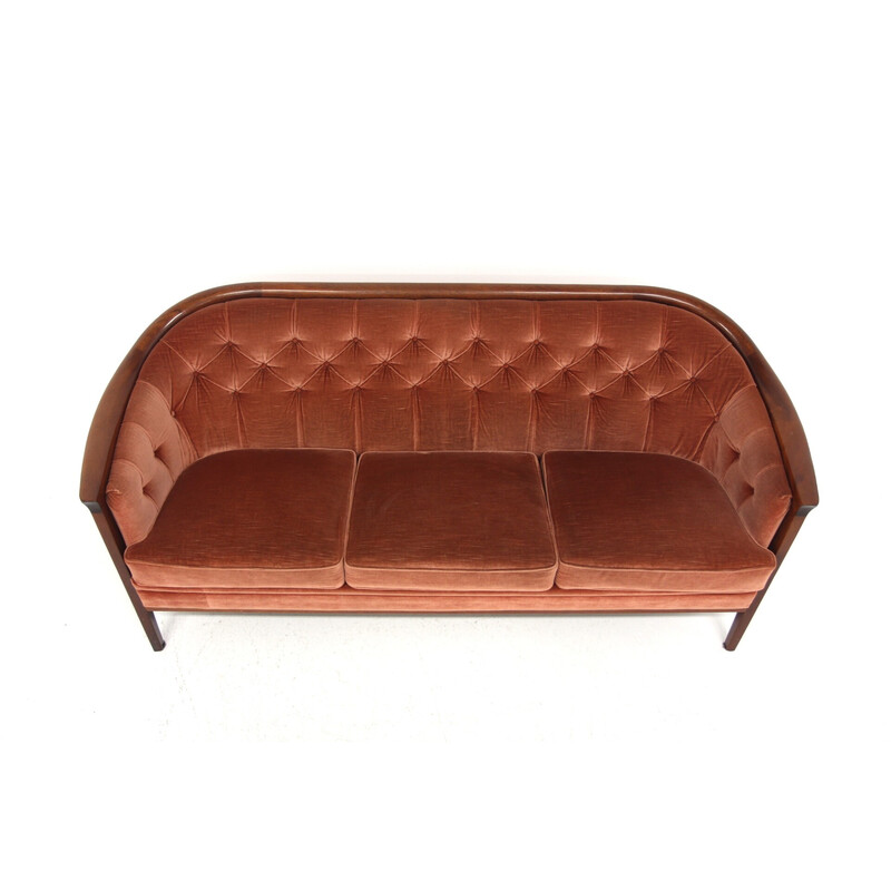 Vintage 3-Sitzer-Sofa "Fabiola" aus Mahagoni und Samt für Bröderna Andersson, Schweden 1960