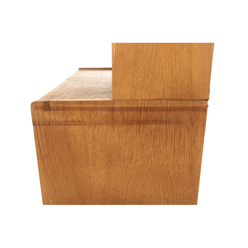 Vintage teak and beech bookcase chest of drawers, Sweden 1960