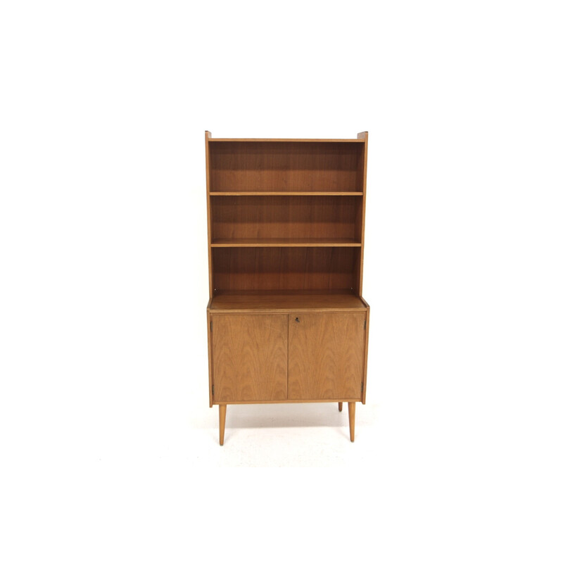 Vintage teak and beech bookcase chest of drawers, Sweden 1960
