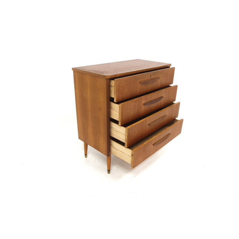 Vintage teak and beech chest of drawers, Sweden 1960