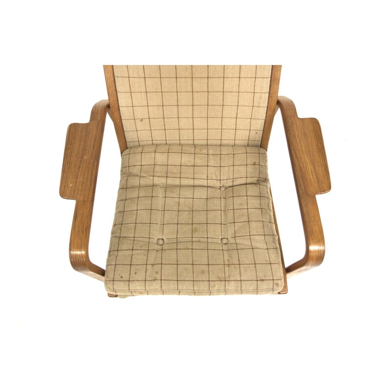 Vintage armchair in oak and fabric by Yngve Ekström for Swedese, Sweden 1970