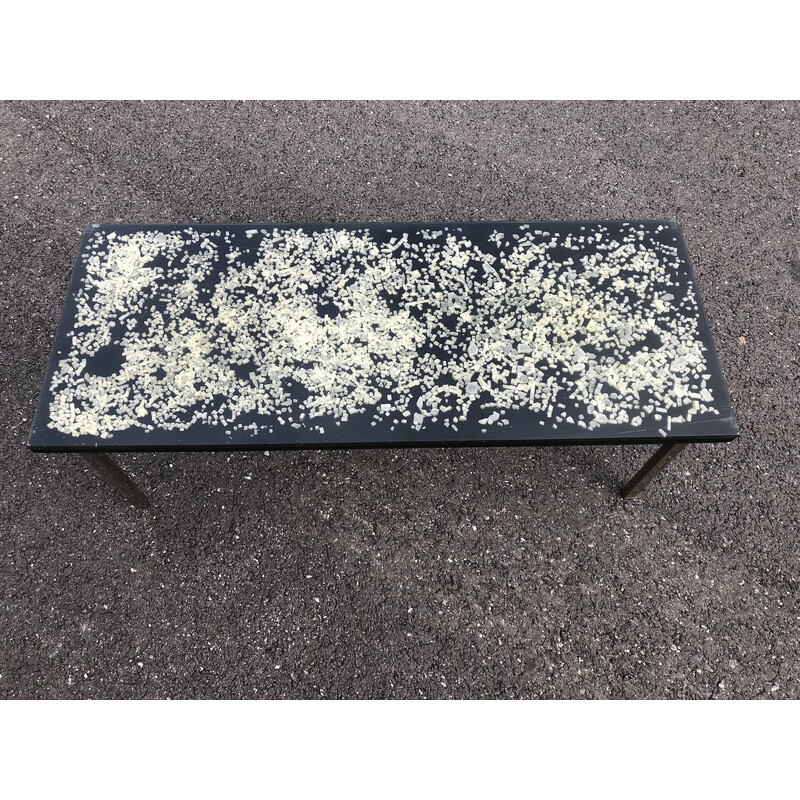 Vintage rectangular resin and metal coffee table by Pierre Giraudon