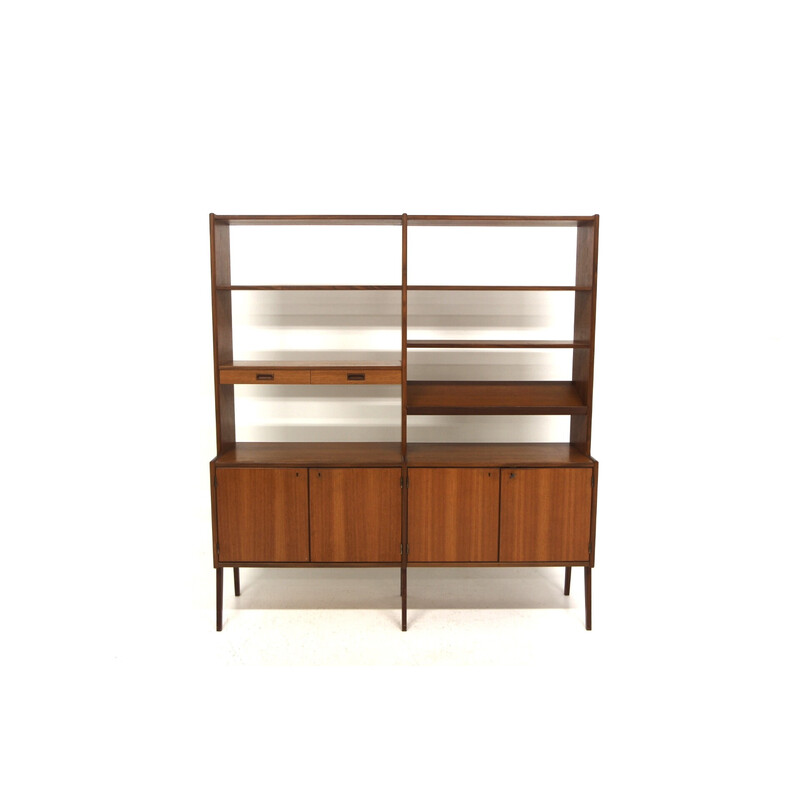 Vintage "Double" teak bookcase for Skaraborgs Möbelindustri, Sweden 1950