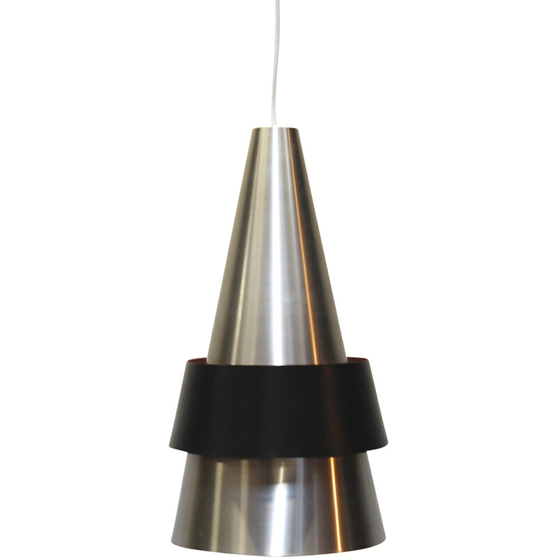 Vintage "Corona" aluminum pendant lamp by Jo Hammerborg for Fog et Morup, Denmark 1960