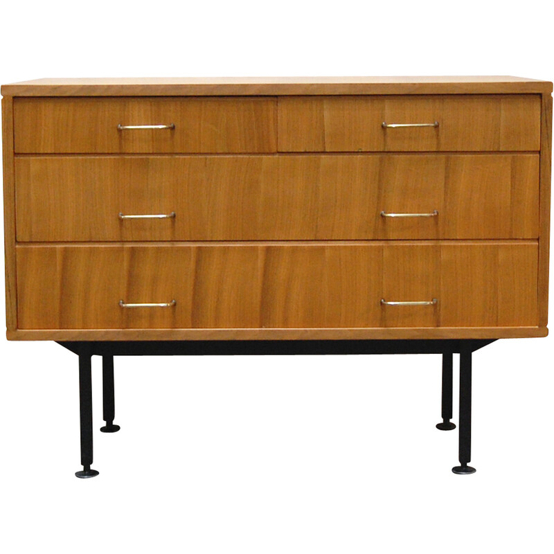 Commode vintage en métal et placage de noyer par Jos de Mey pour Luxus, 1957