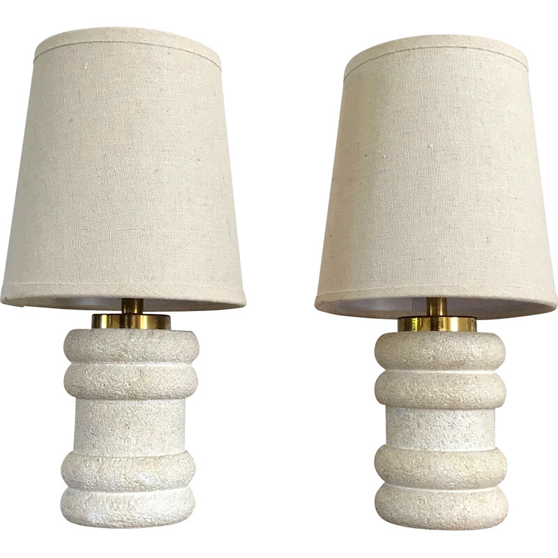 Pair of vintage lamps in Gard stone and brass, 1970