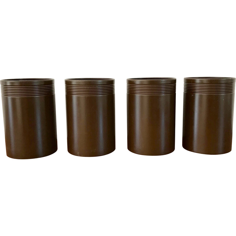 Lot de 4 plafonniers vintage en métal marron, 1970