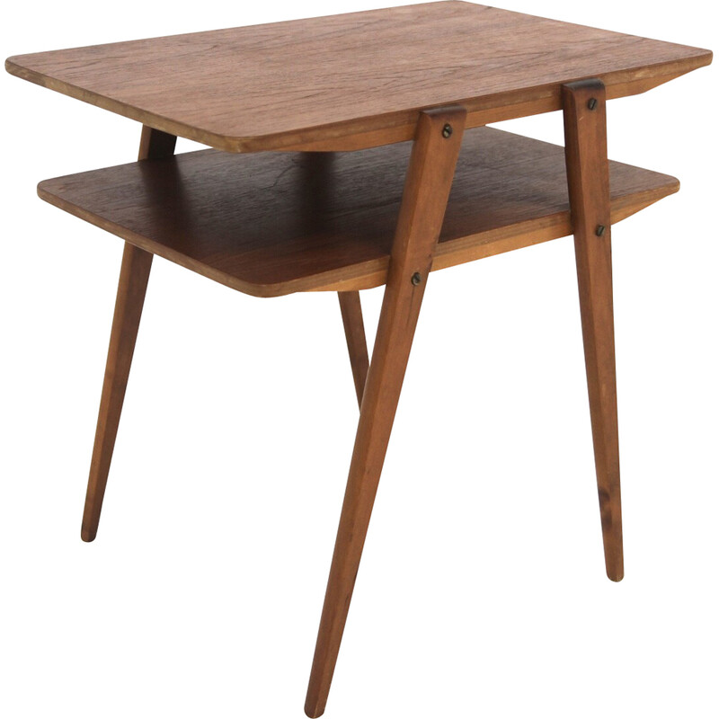 Table d'appoint vintage en teck et hêtre, Suède 1950