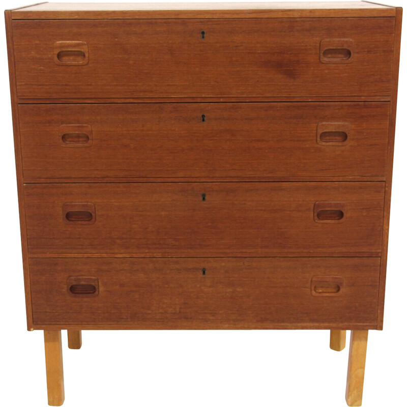 Vintage teak and beech chest of drawers, Sweden 1960