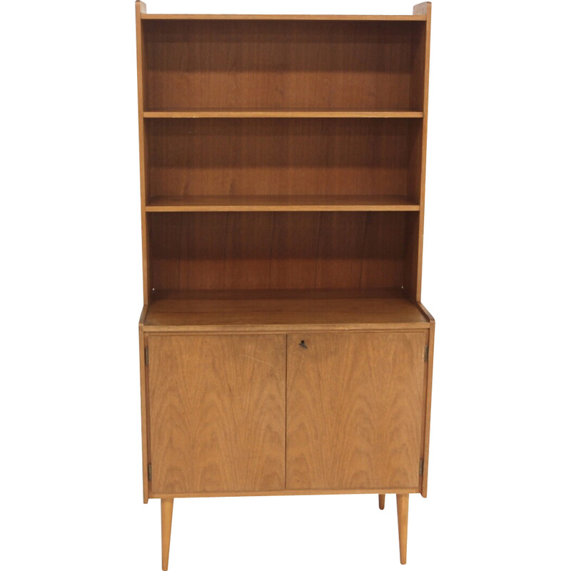 Vintage teak and beech bookcase chest of drawers, Sweden 1960