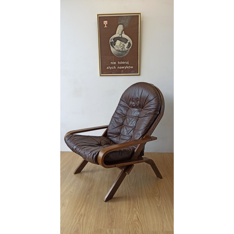 Vintage Hunter leather armchair, Norway 1960