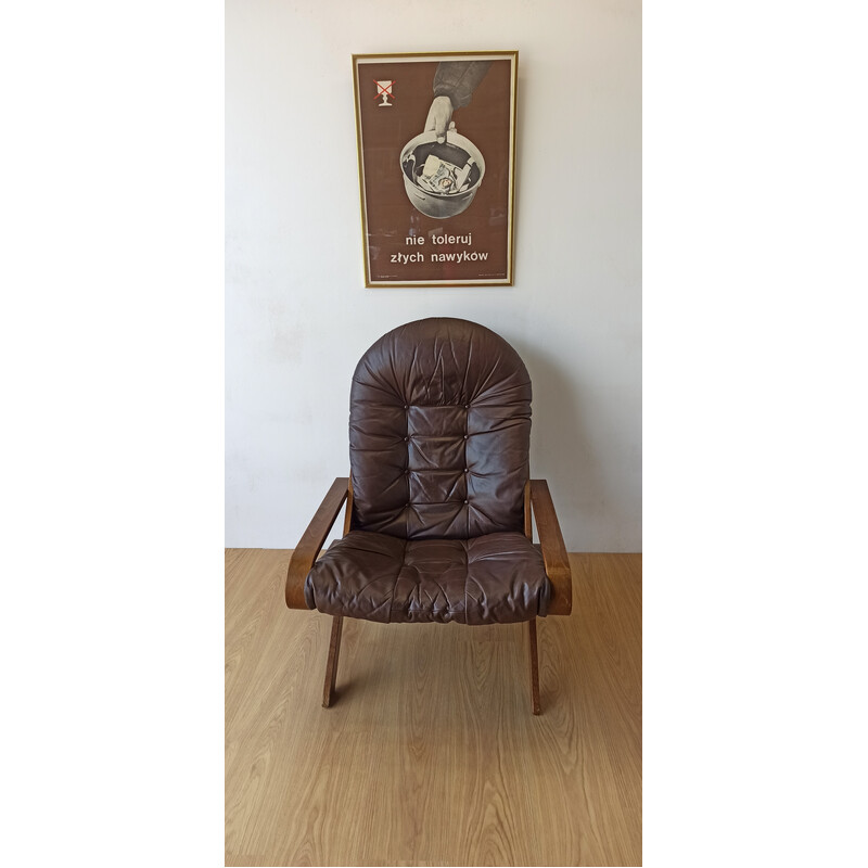 Fauteuil vintage Hunter en cuir, Norvège 1960