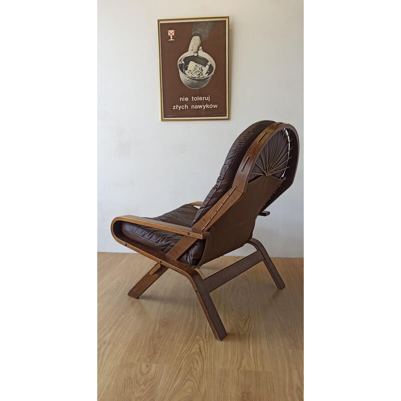 Vintage Hunter leather armchair, Norway 1960