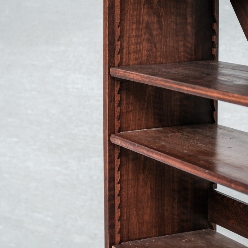 Vintage simple wooden open bookcase, France 1960