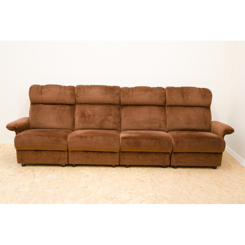 Vintage 3-seater sofa in plywood and fabric, Western Europe 1980