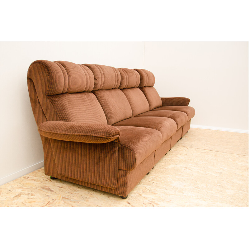 Vintage 3-Sitzer Sofa aus Sperrholz und Stoff, Westeuropa 1980