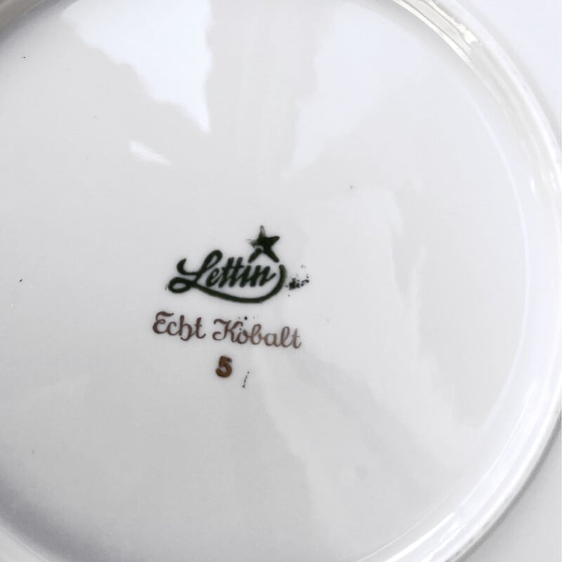 Service de petit-déjeuner vintage Lettin en porcelaine et cobalt pour Veb Porzellanwerk, Allemagne 1970