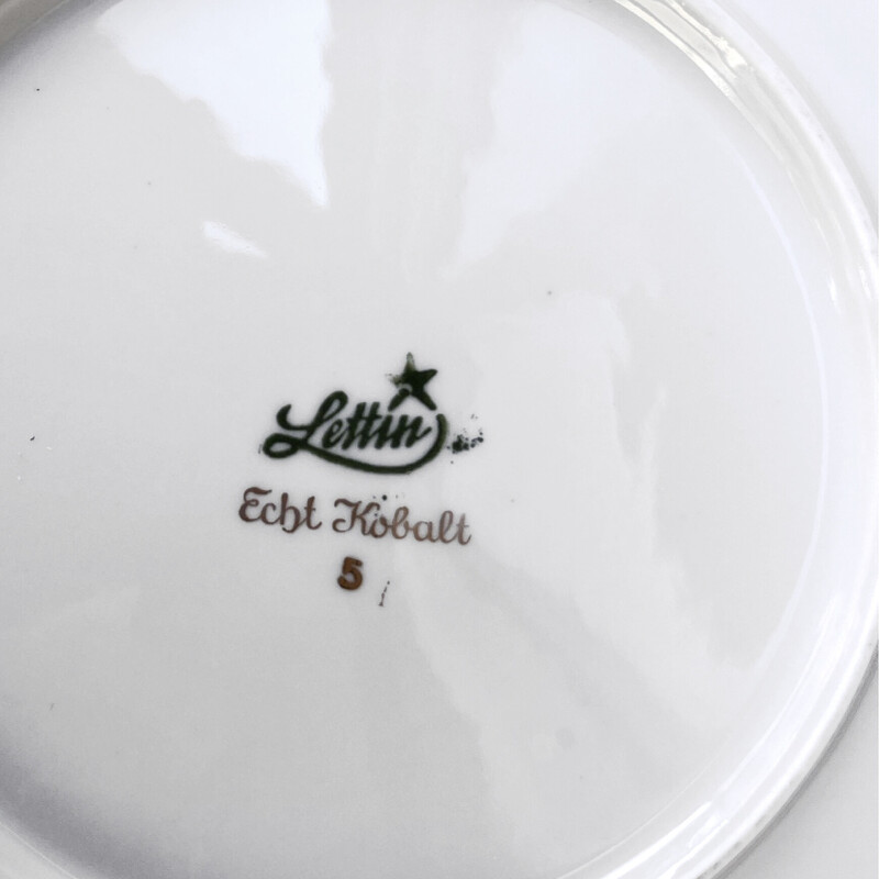 Servicio de desayuno vintage en porcelana Lettin y cobalto para Veb Porzellanwerk, Alemania 1970