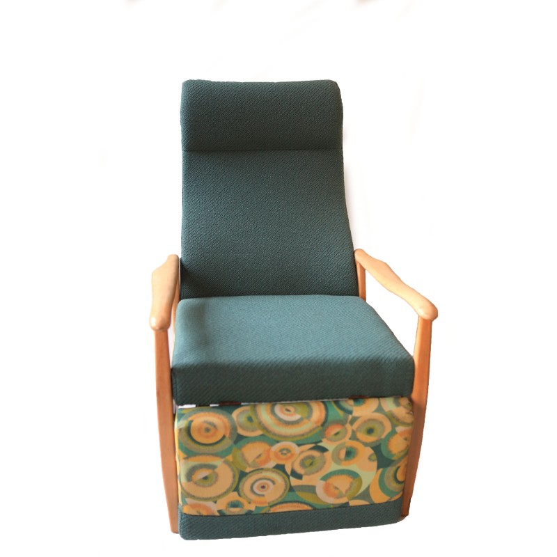 Vintage reclining armchair in Kvadrat wool and fabric, Spain 1960