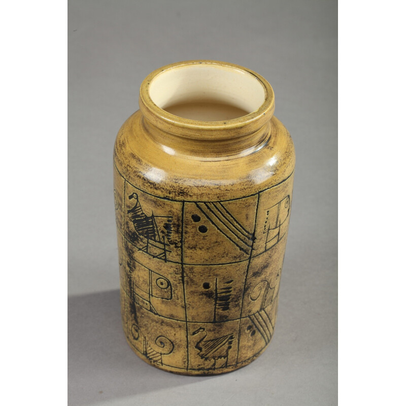 Vase cylindrique en céramique émaillé de Jacques Blin - 1950