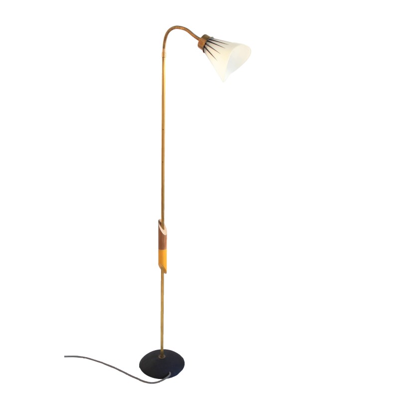 Vintage brass and iron floor lamp, 1950