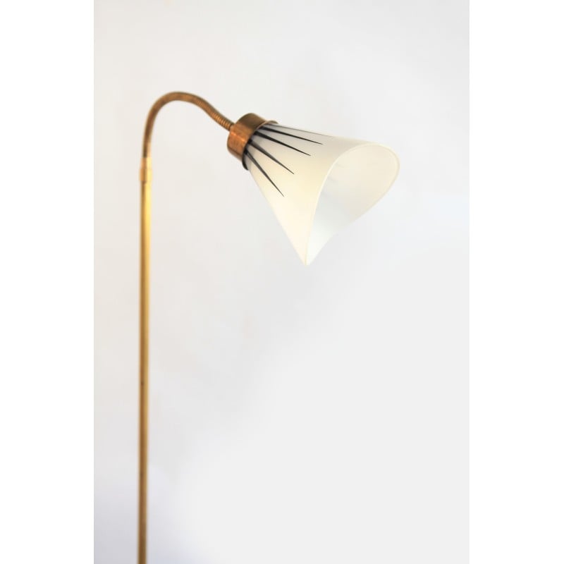 Vintage brass and iron floor lamp, 1950
