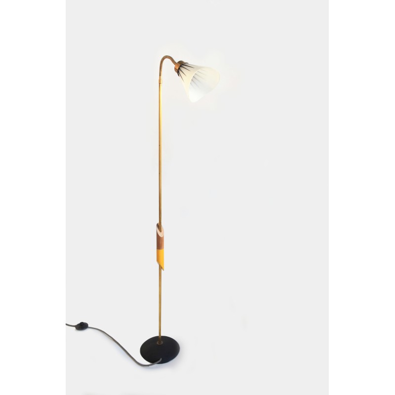 Vintage brass and iron floor lamp, 1950