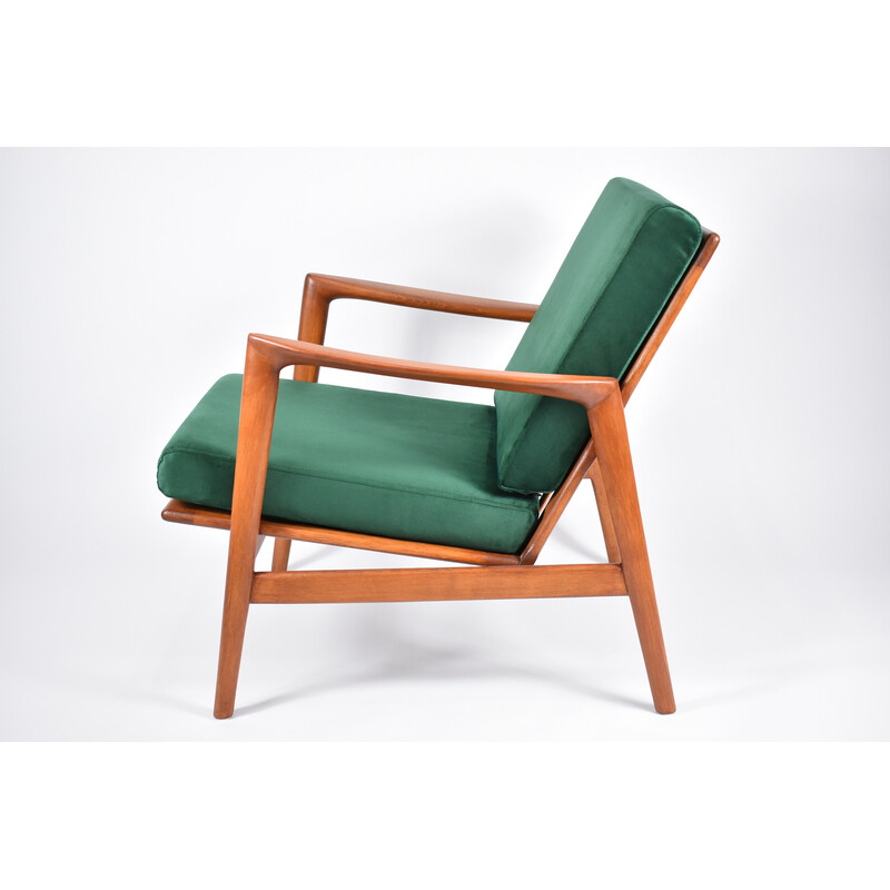 Vintage teak and fabric armchair for Swarzędz, 1960