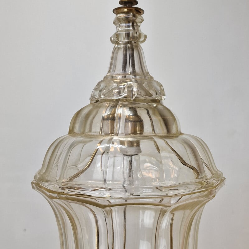 Lanterna vintage em cristal lapidado e latão, Itália 1920