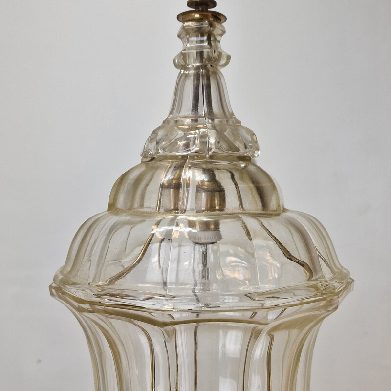 Lanterne vintage en cristal taillé et laiton, Italie 1920