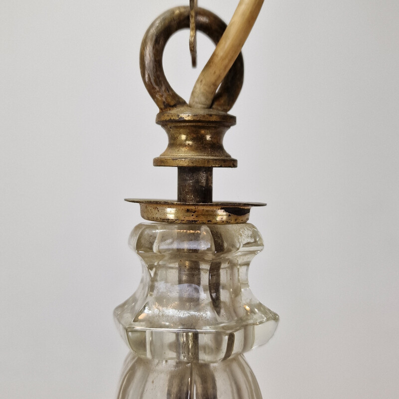 Vintage lantern in cut crystal and brass, Italy 1920