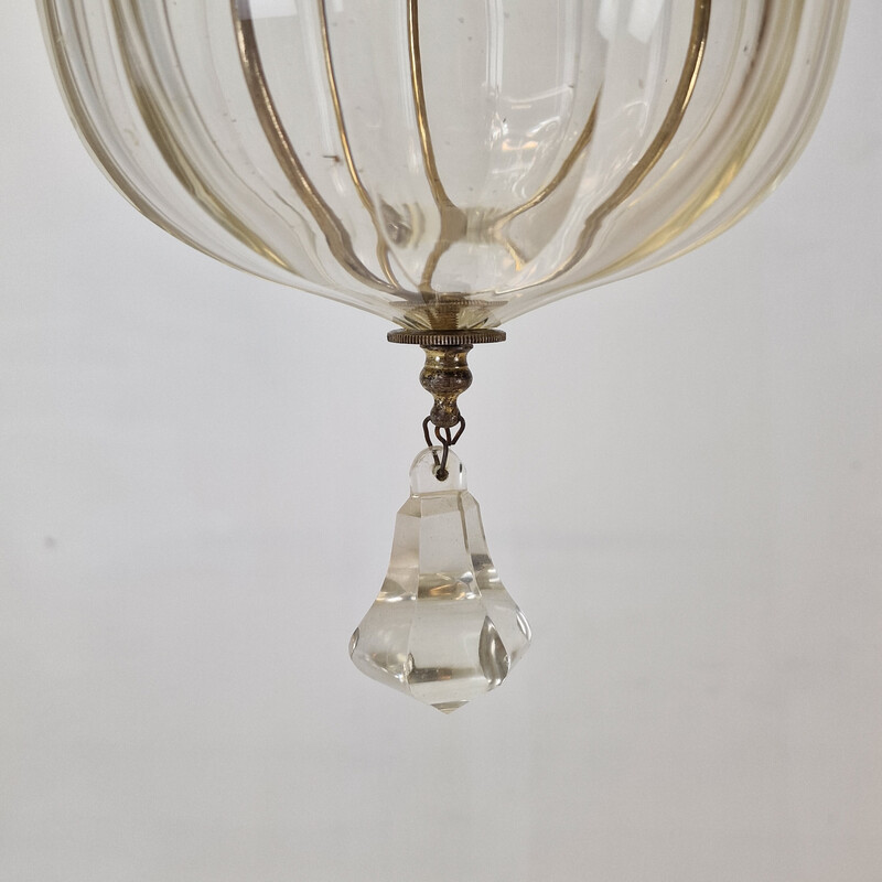 Vintage lantern in cut crystal and brass, Italy 1920
