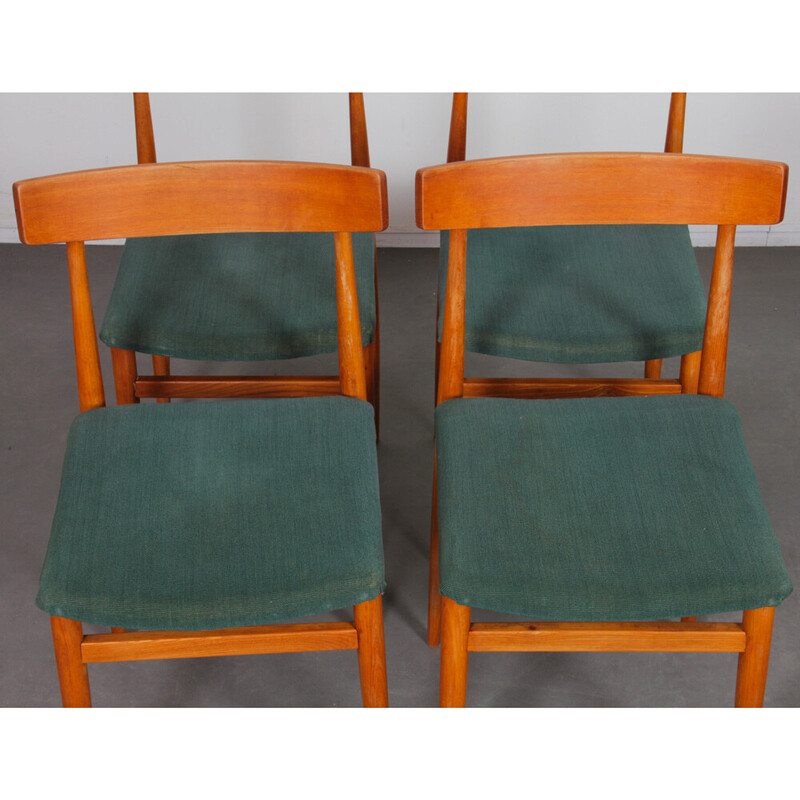 Juego de 4 sillas vintage de madera, Checoslovaquia 1960