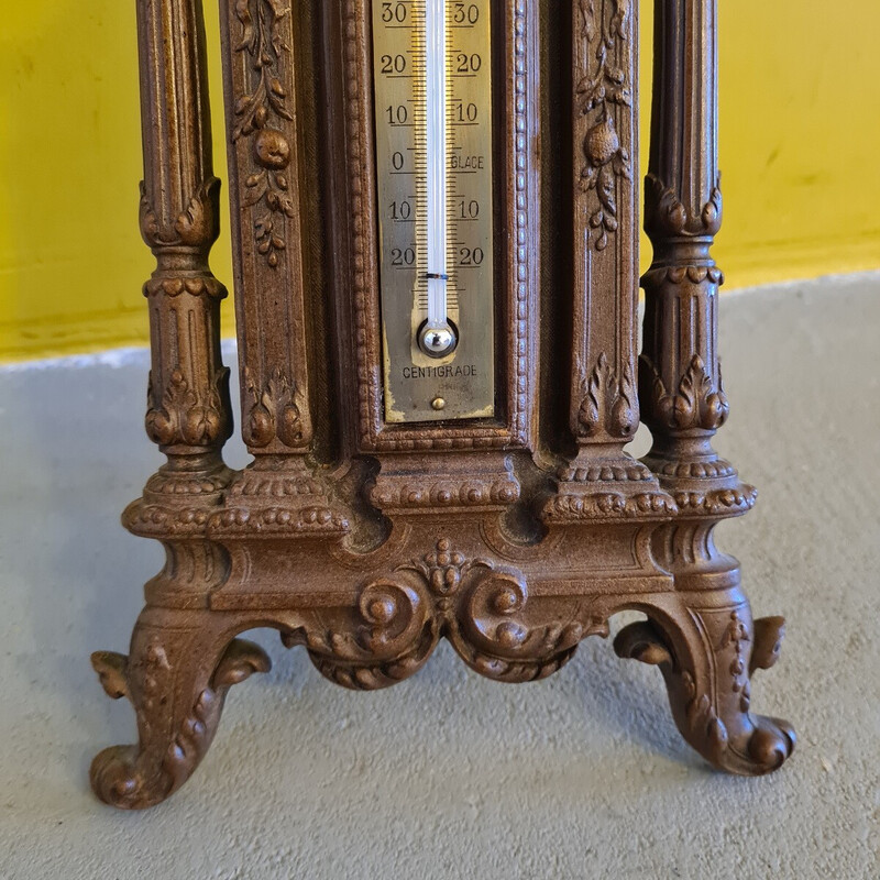 Vintage table thermometer in pressed wood, France