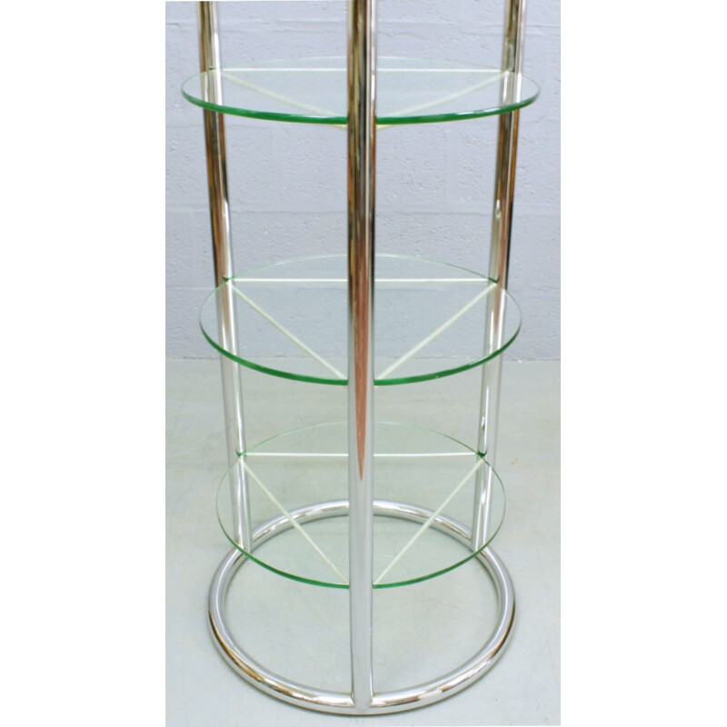 Mid-Century circular chrome and glass display stand - 1970s