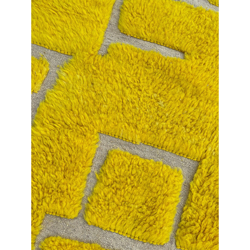 Vintage Berber Beni Ouarain rug in yellow color