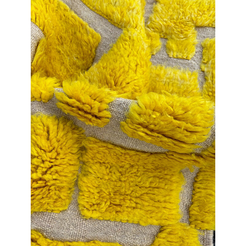 Vintage Berber Beni Ouarain rug in yellow color
