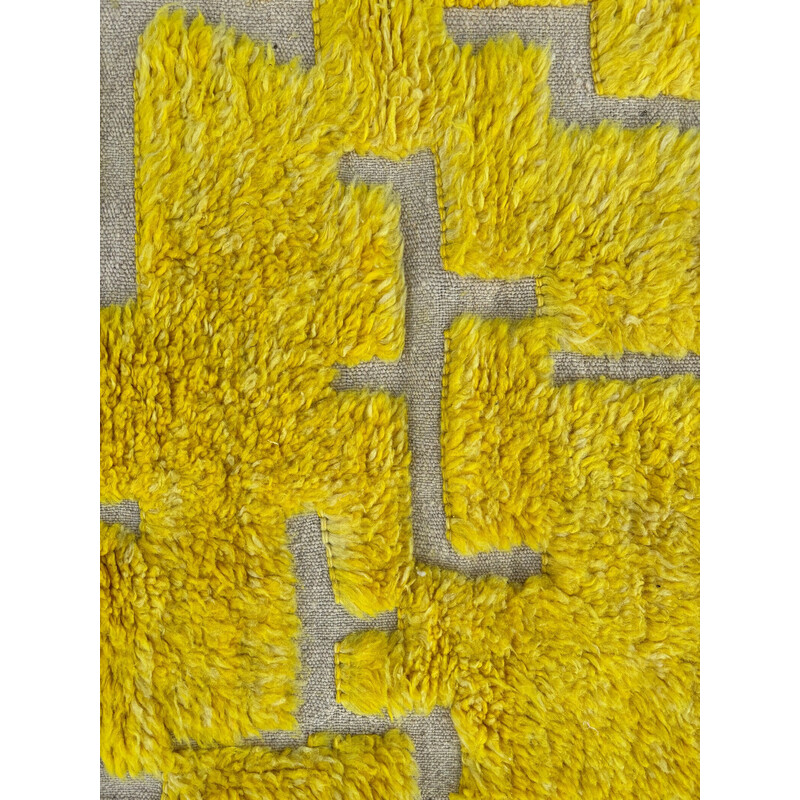 Alfombra bereber vintage Beni Ouarain, color amarillo