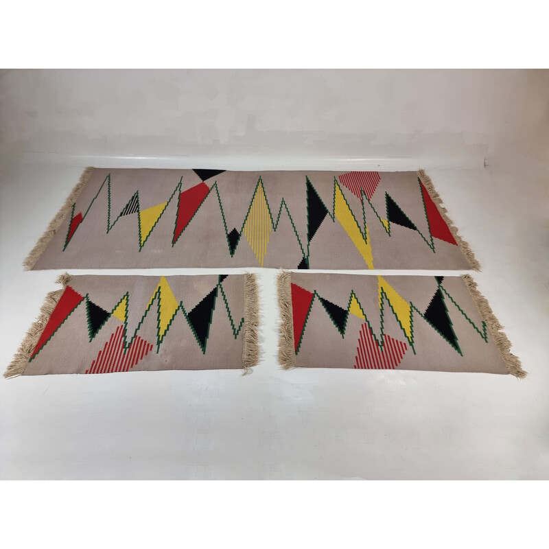 Set of 3 vintage wool rugs by Antonin Kybal