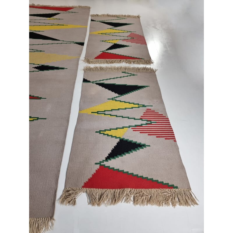 Set of 3 vintage wool rugs by Antonin Kybal