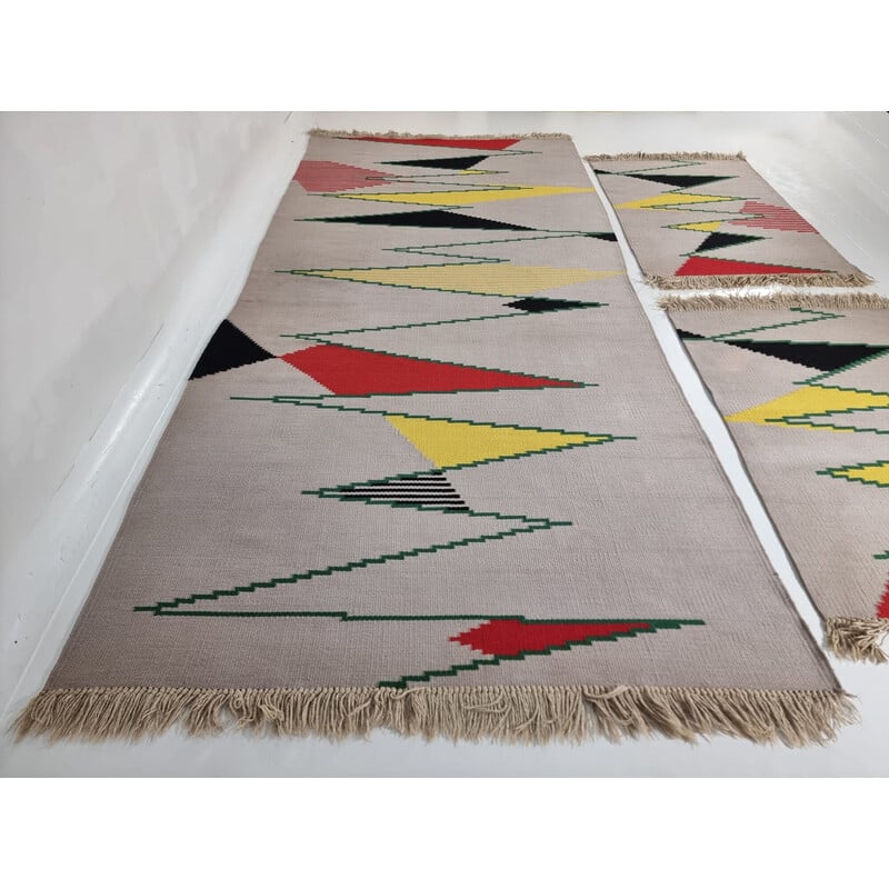 Set of 3 vintage wool rugs by Antonin Kybal