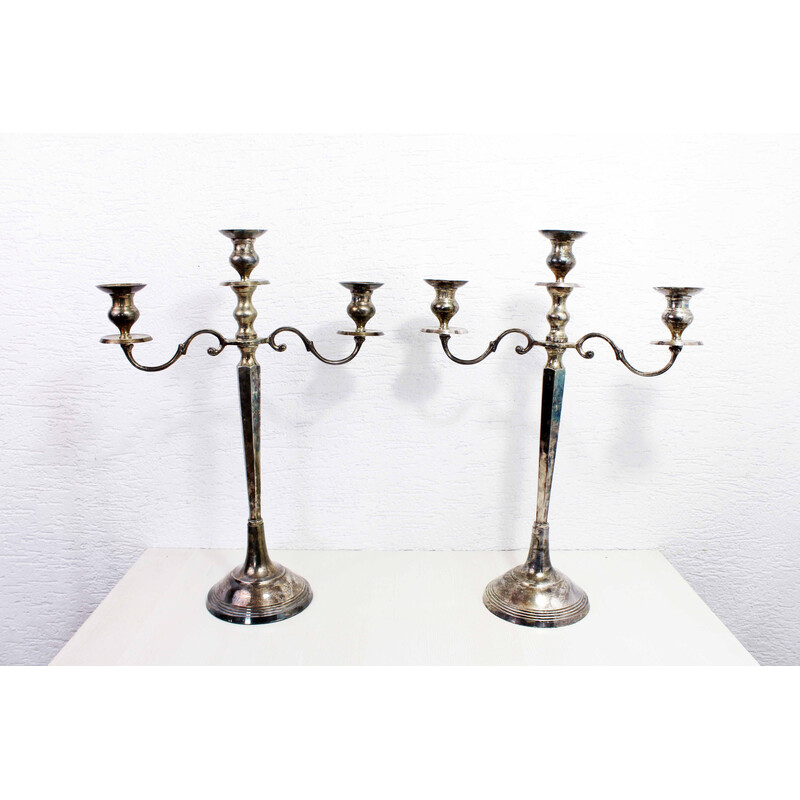 Pair of vintage silver-plated candlesticks, 1970