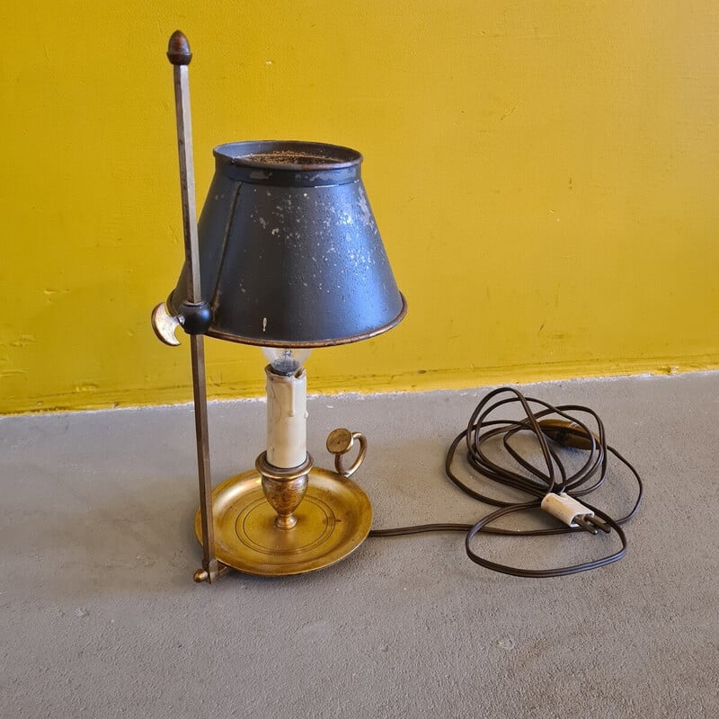 Vintage Bouillotte Lampe aus Messing und Bronze, Frankreich