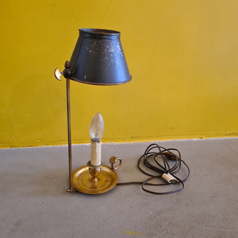 Vintage Bouillotte Lampe aus Messing und Bronze, Frankreich