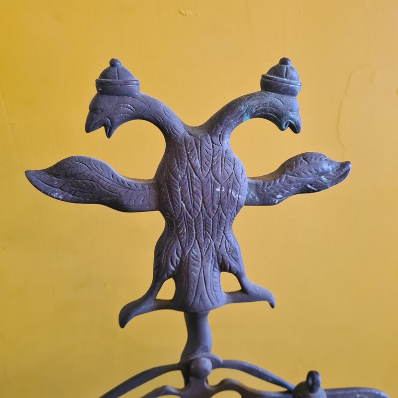 Marco de chimenea vintage de latón con doble cabeza de águila, Países Bajos
