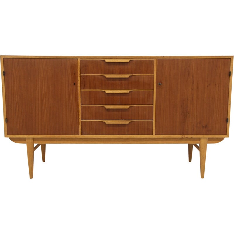 Vintage teak and oak sideboard chest of drawers by Bertil Fridhagen for Bodafors, Sweden 1960