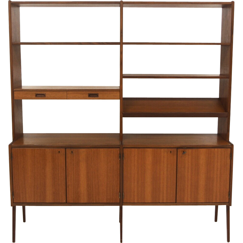 Vintage "Double" teak bookcase for Skaraborgs Möbelindustri, Sweden 1950